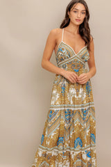 GOLDEN PALAZZO WOVEN MAXI DRESS