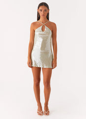 radiant energy cowl back mini dress - mint