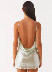 radiant energy cowl back mini dress - mint