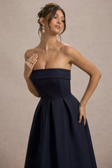 annalise | navy bandeau skater midi dress