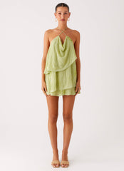 On The Go Beaded Mini Dress - Mint