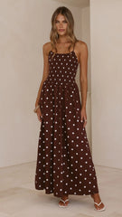 Gena Maxi Dress - Chocolate Polka