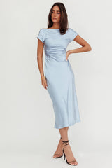 Loveland Cap Sleeve Cowl Back Midi Dress Baby Blue
