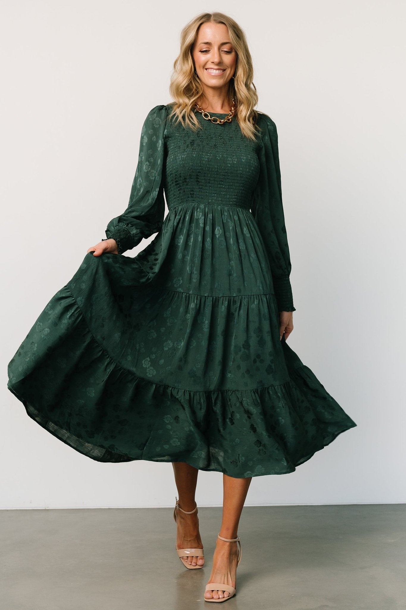 stockholm smocked dress | dark green