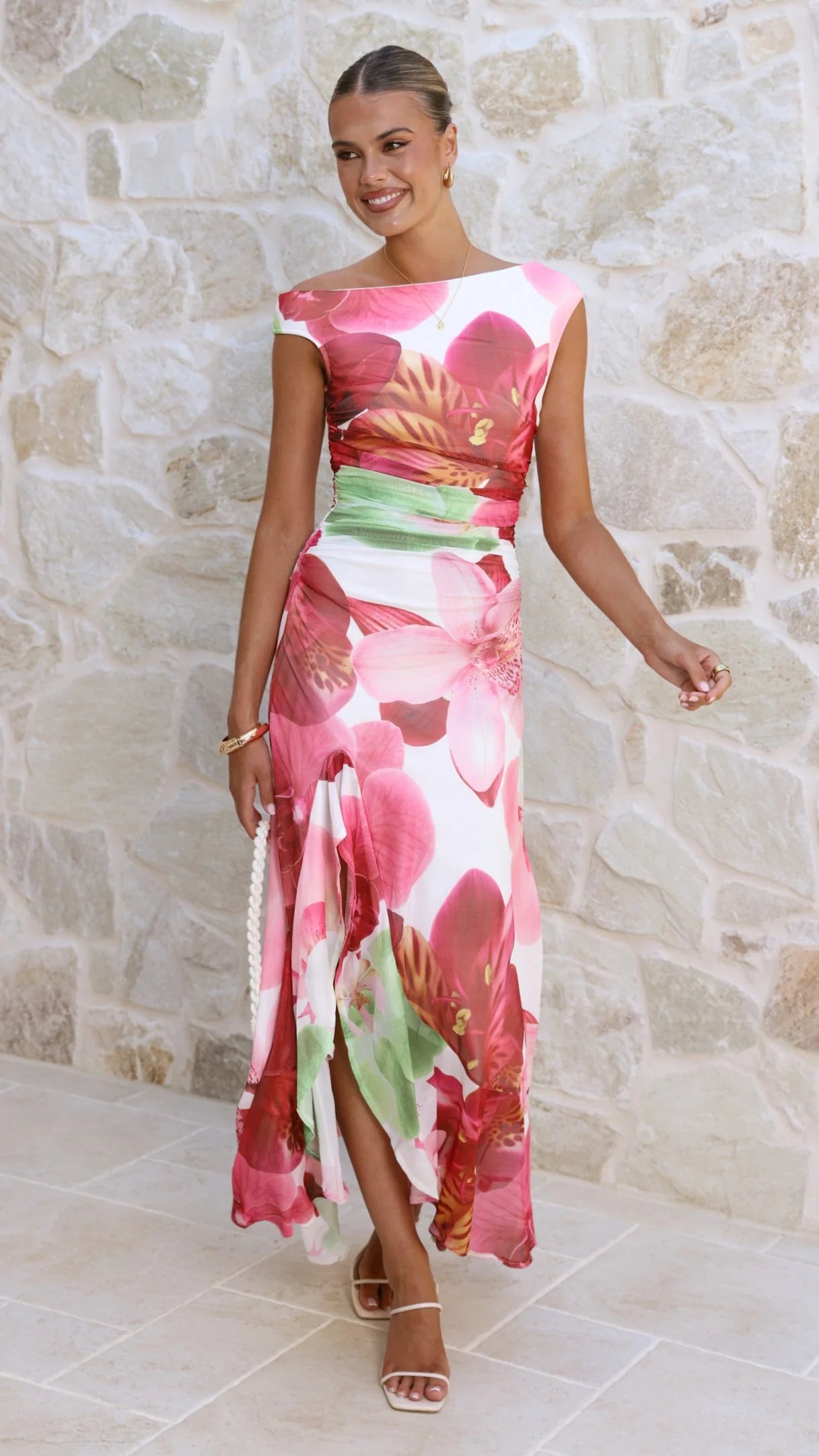 Amity Maxi Dress - Pink/Green Floral