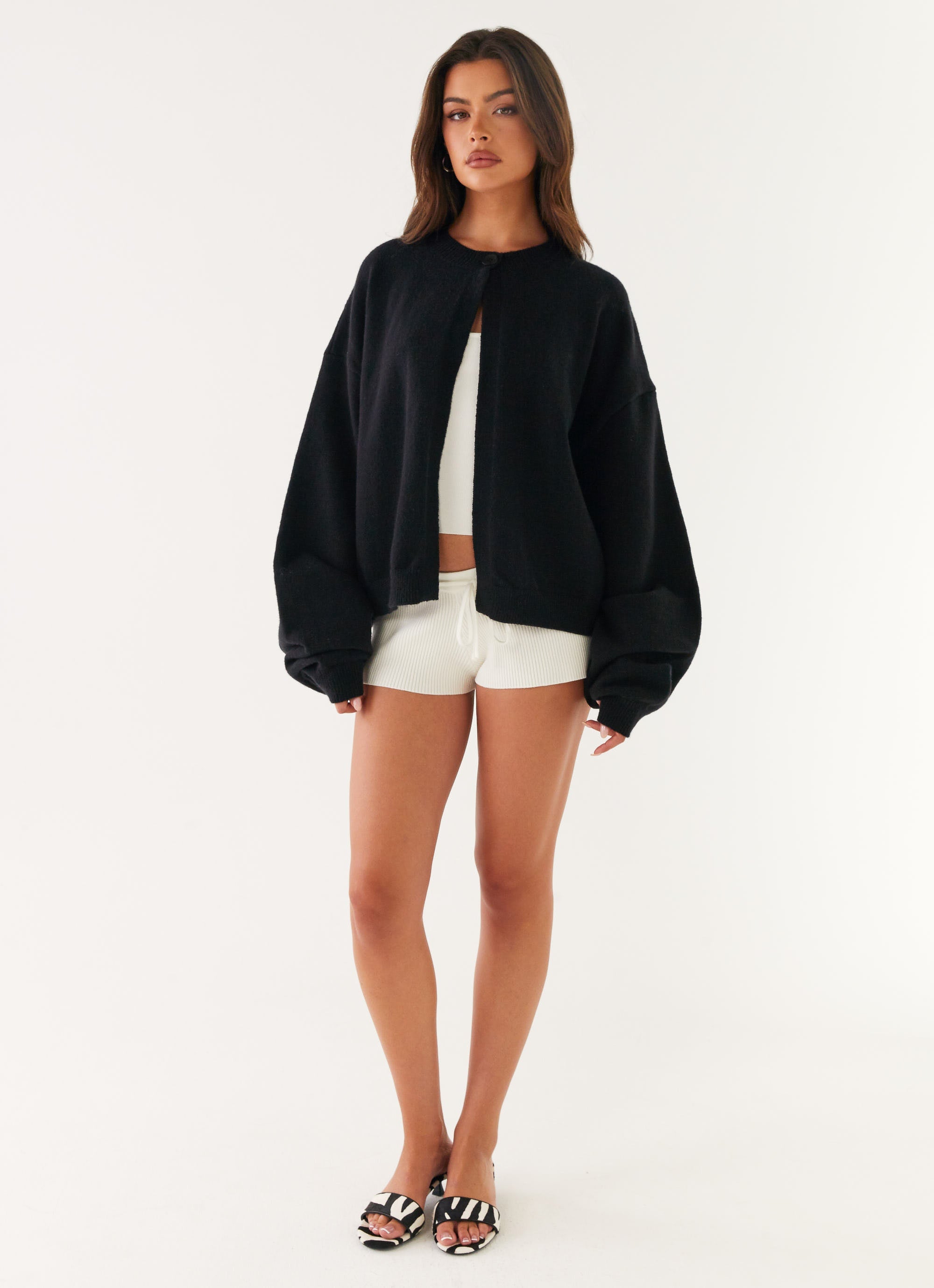 Annie One Button Cardigan - Black