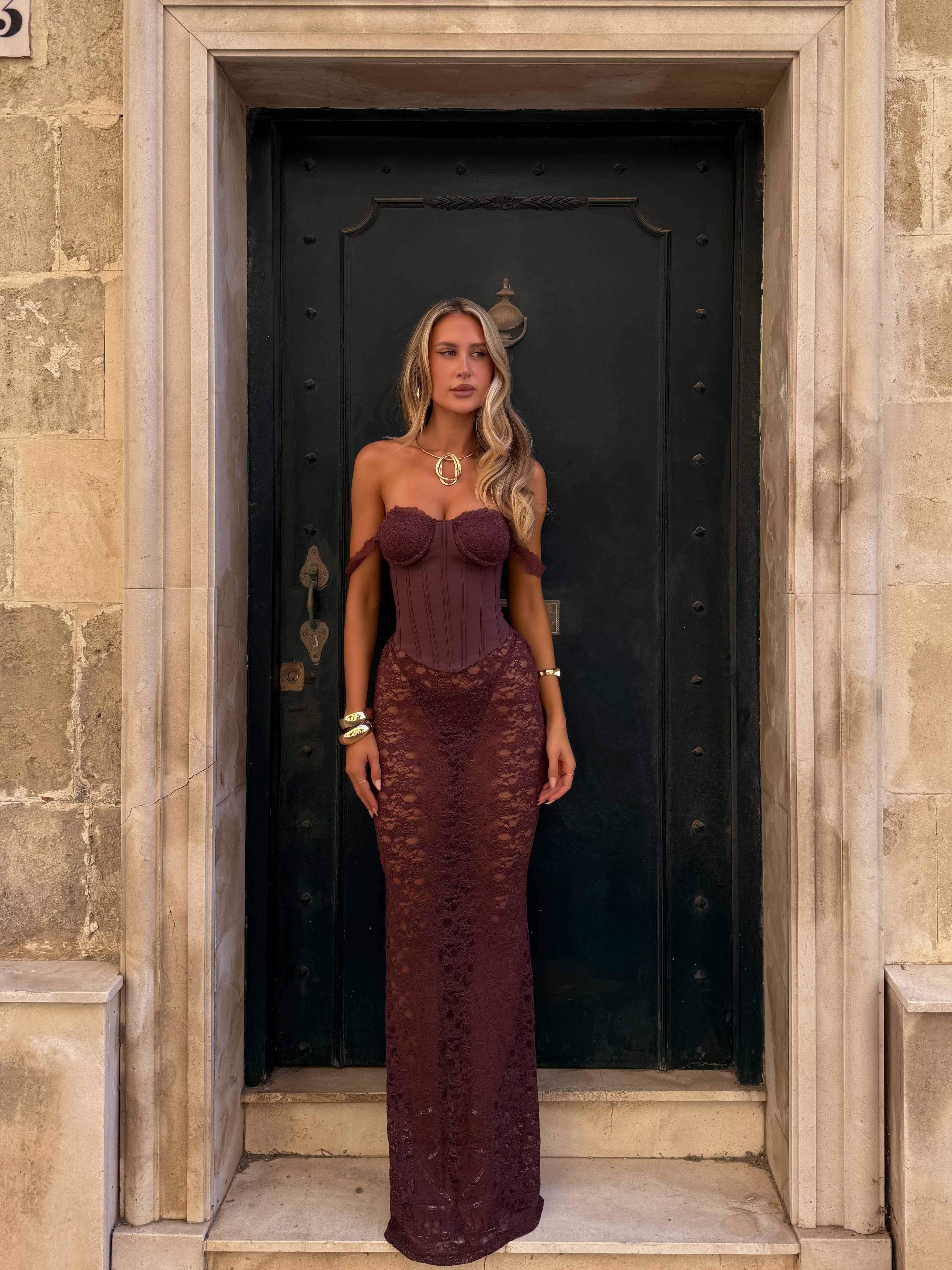 zana maxi dress dark mauve
