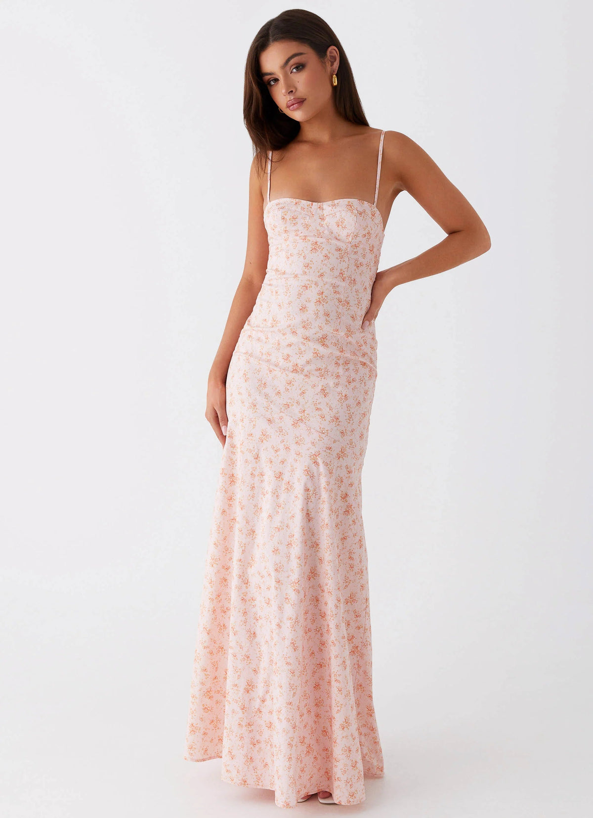 britney maxi dress - pink ditsy floral