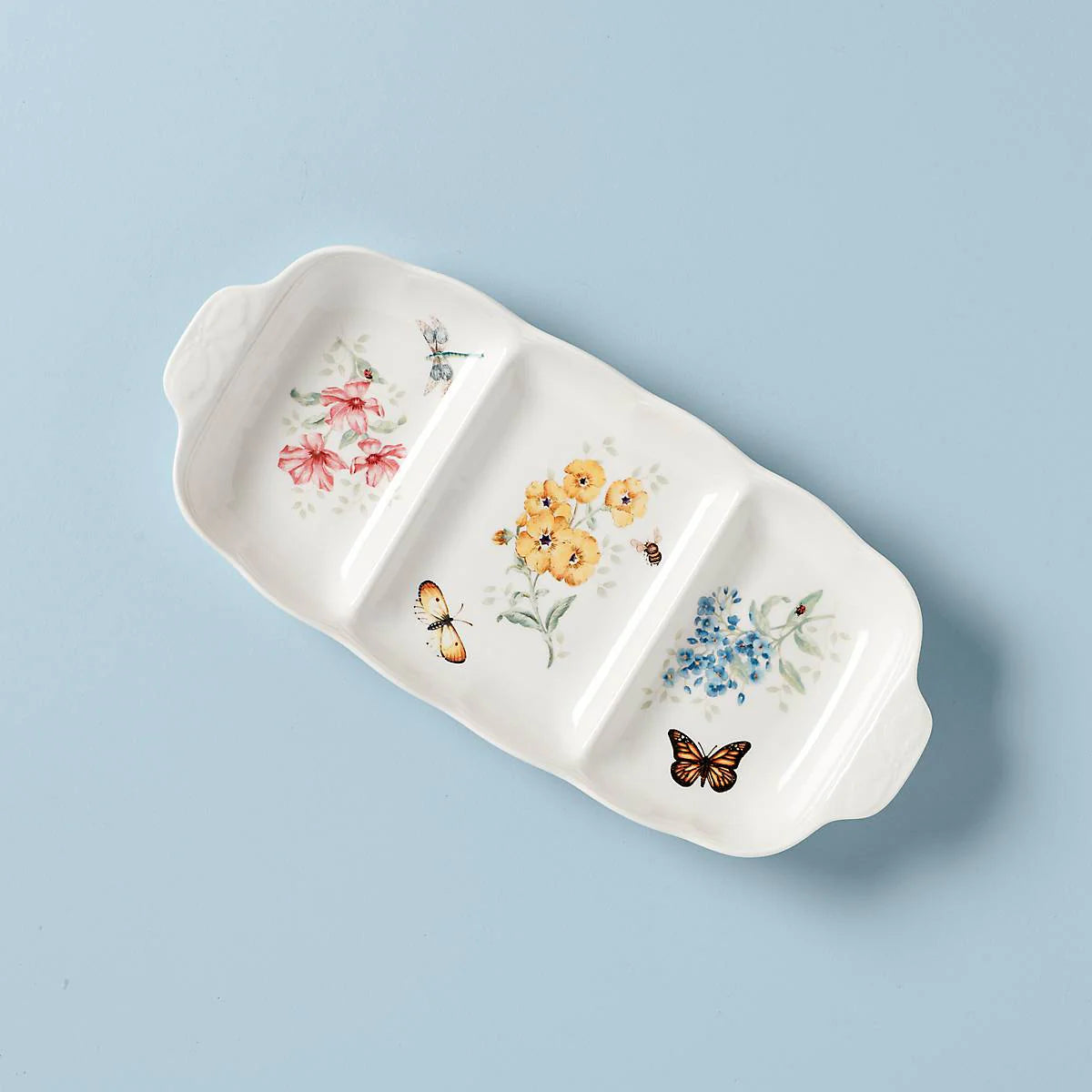 butterfly meadow 16" divided serving dish
