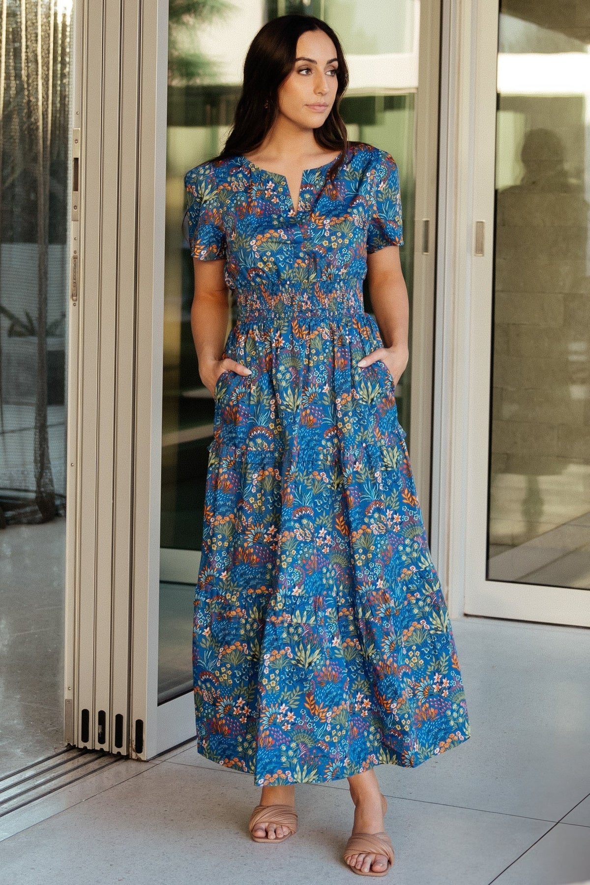 palmer tiered maxi dress | cobalt multi