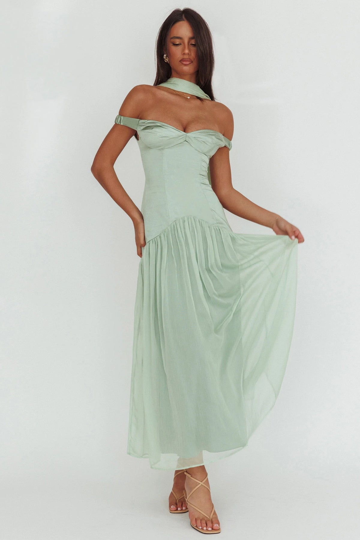 Kaycee Drop Waist Maxi Dress Sage