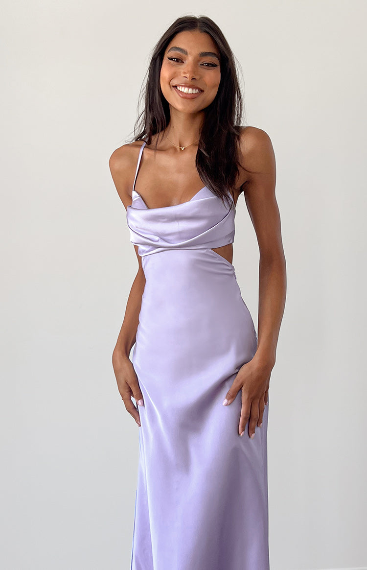 taleah lilac cut out maxi dress