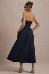 annalise | navy bandeau skater midi dress