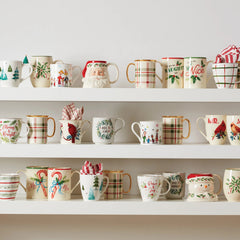 holiday plaid mugs, set of 4