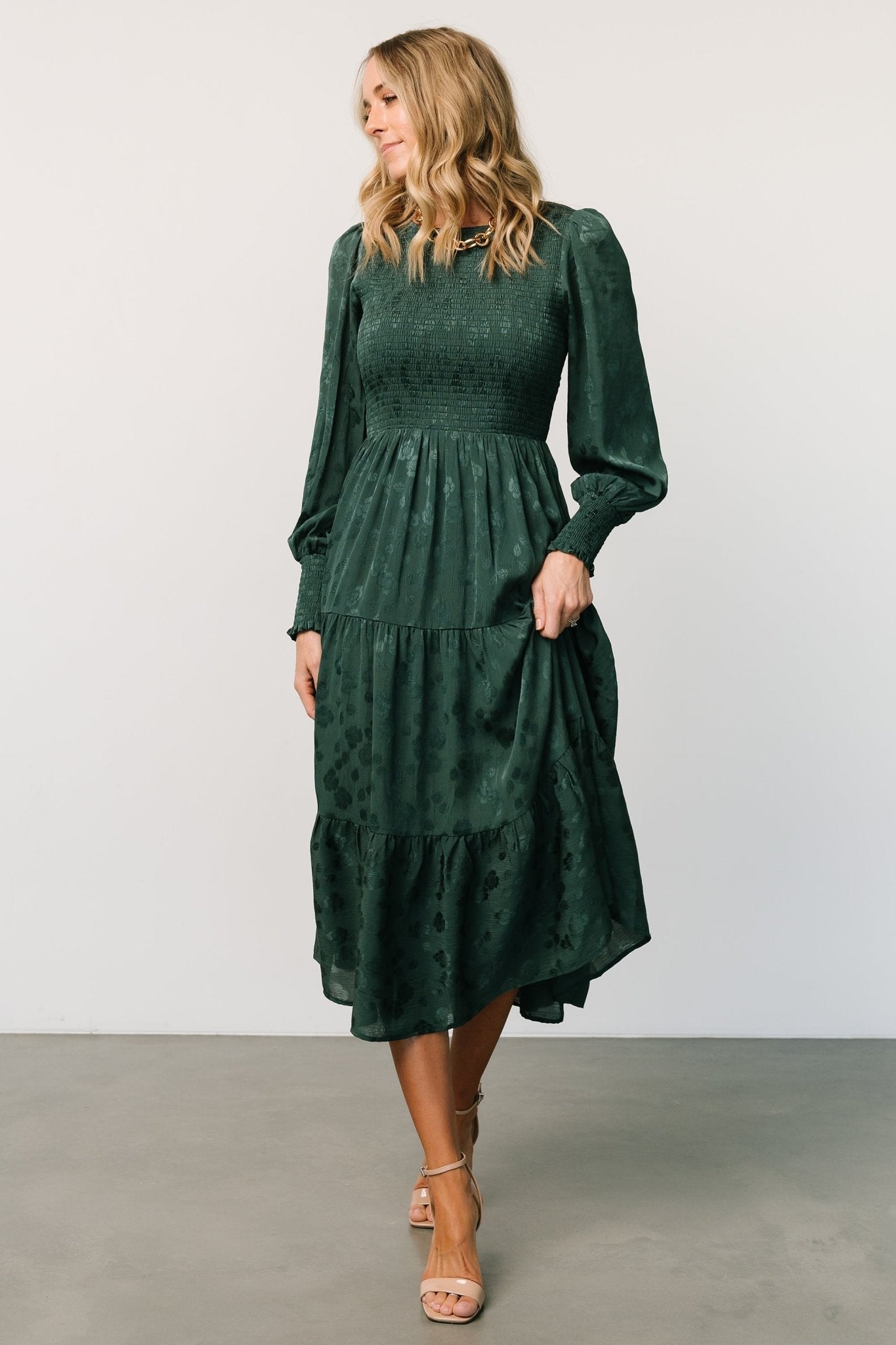 stockholm smocked dress | dark green