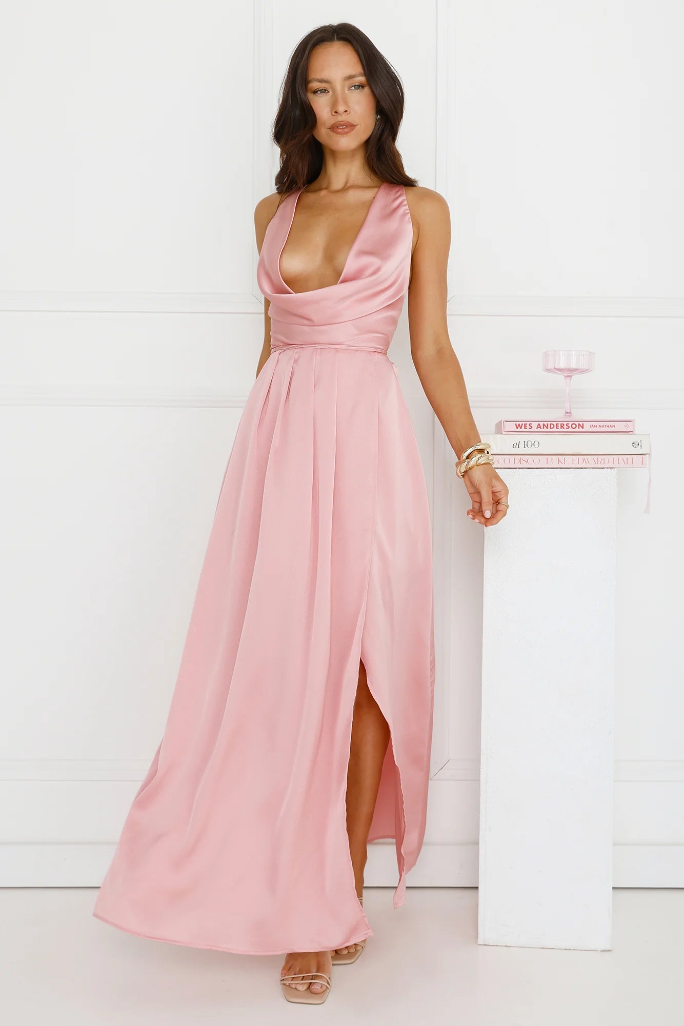 Lush Whispers Satin Maxi Dress Pink