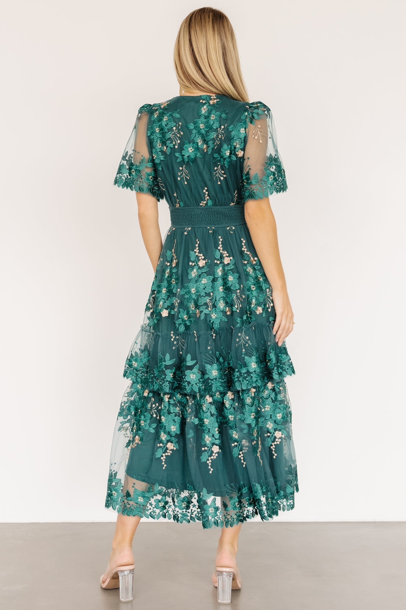 lotte embroidered midi dress | emerald
