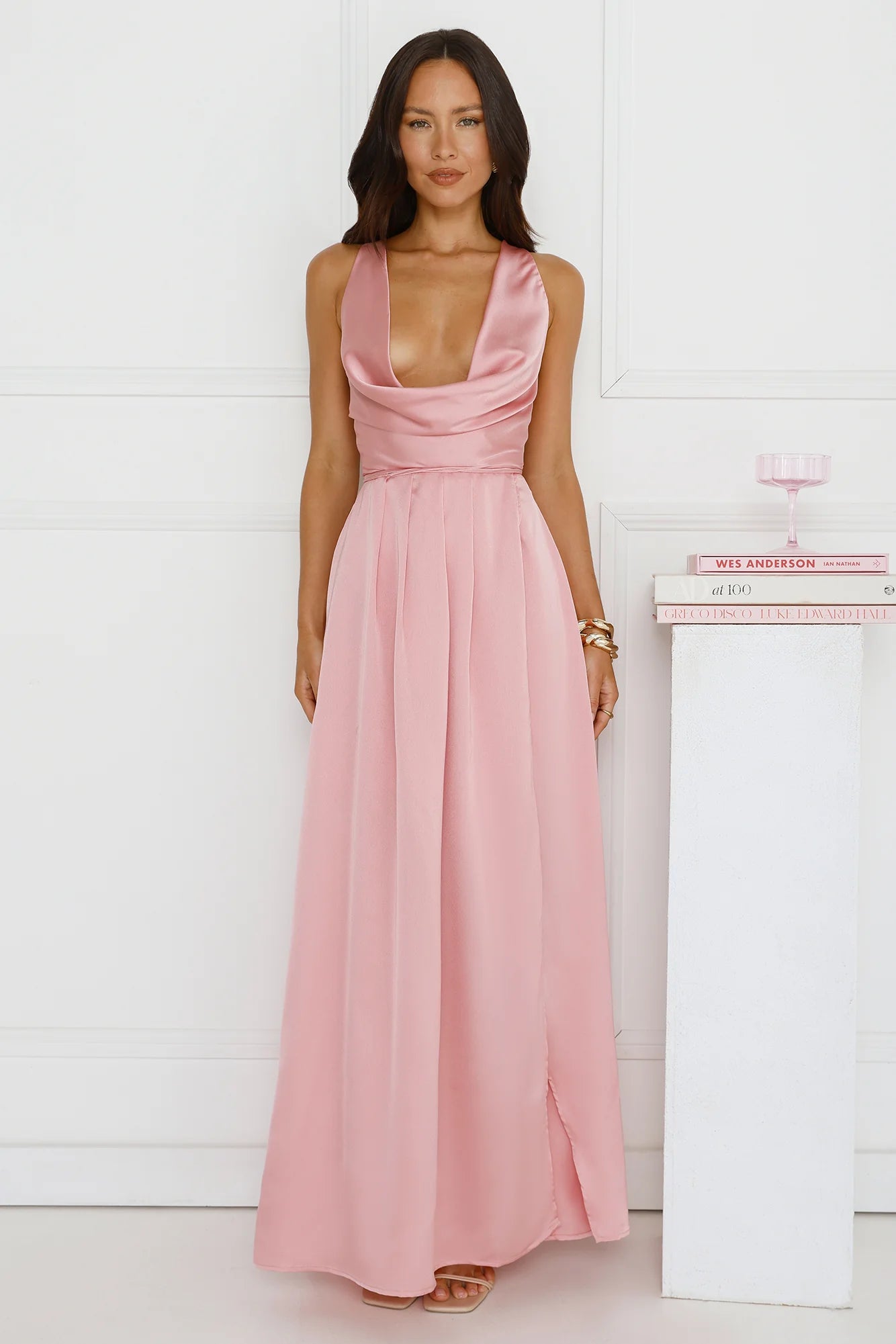 Lush Whispers Satin Maxi Dress Pink