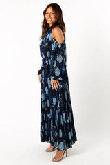 hilary pleated maxi dress - pink floral