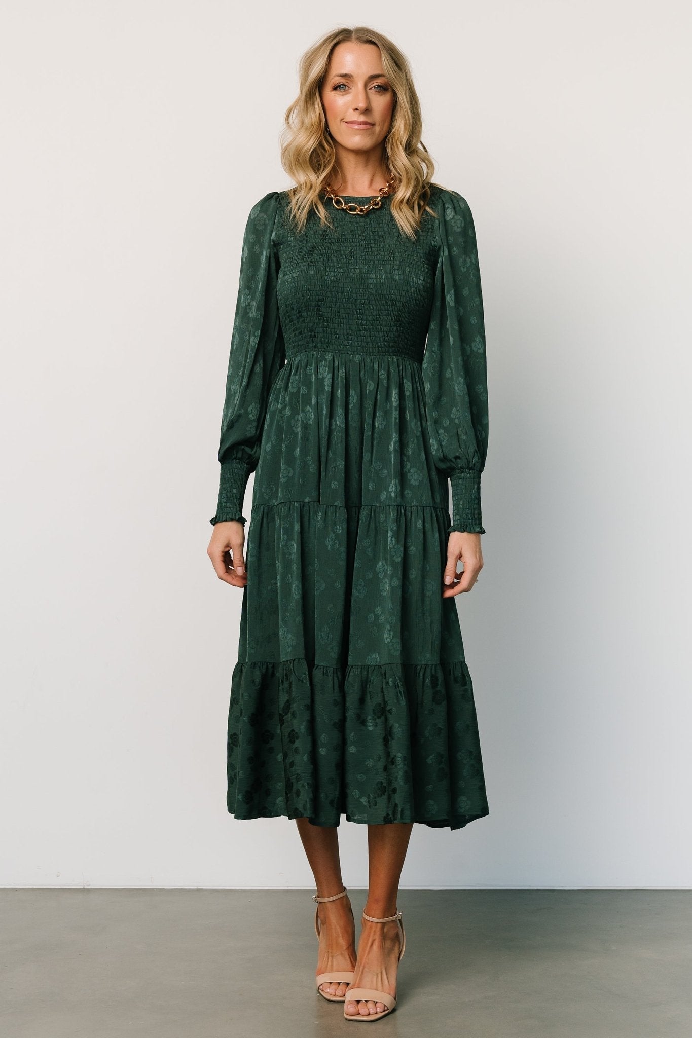 stockholm smocked dress | dark green