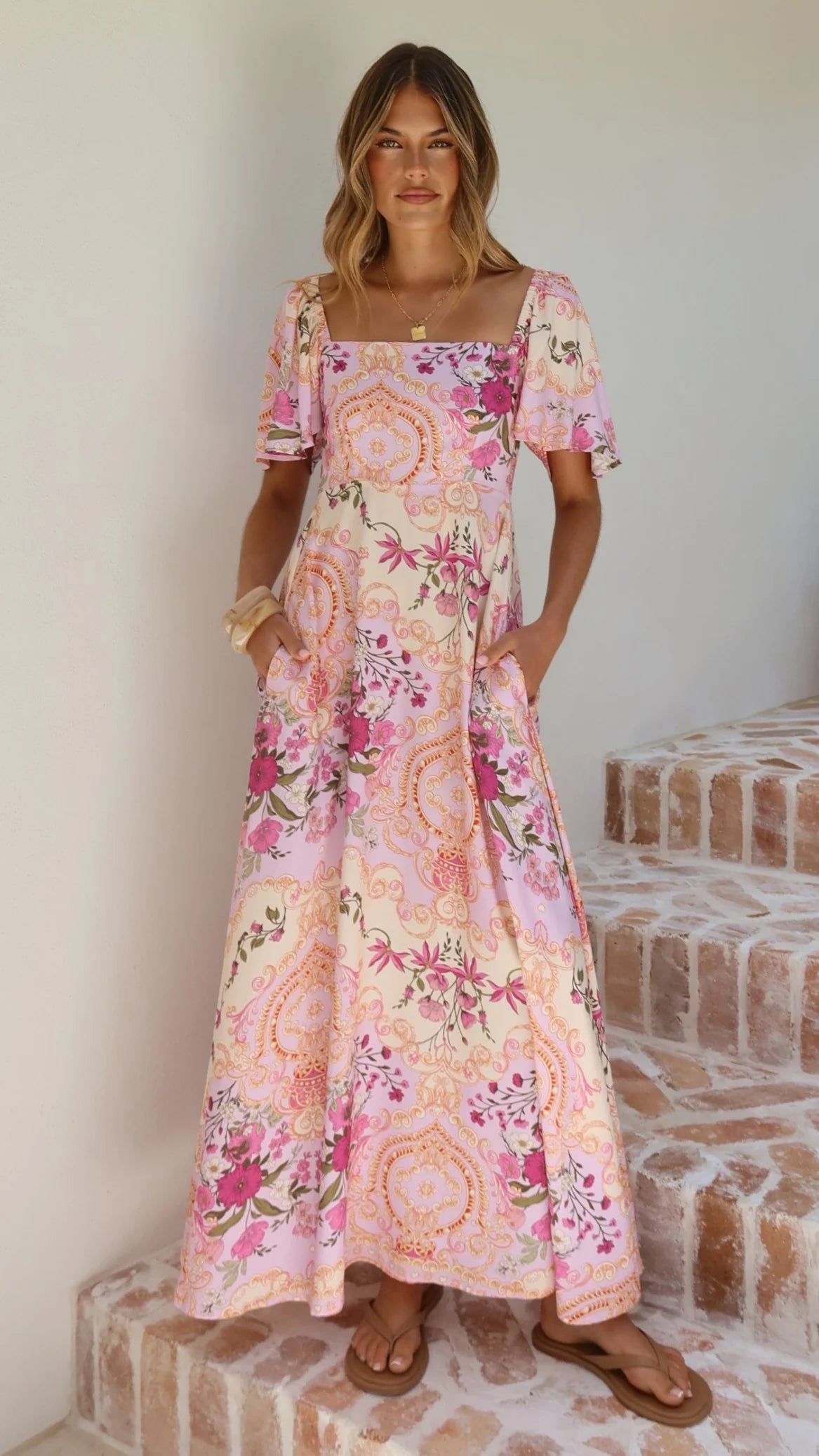 Tamar Maxi Dress - Pink Floral