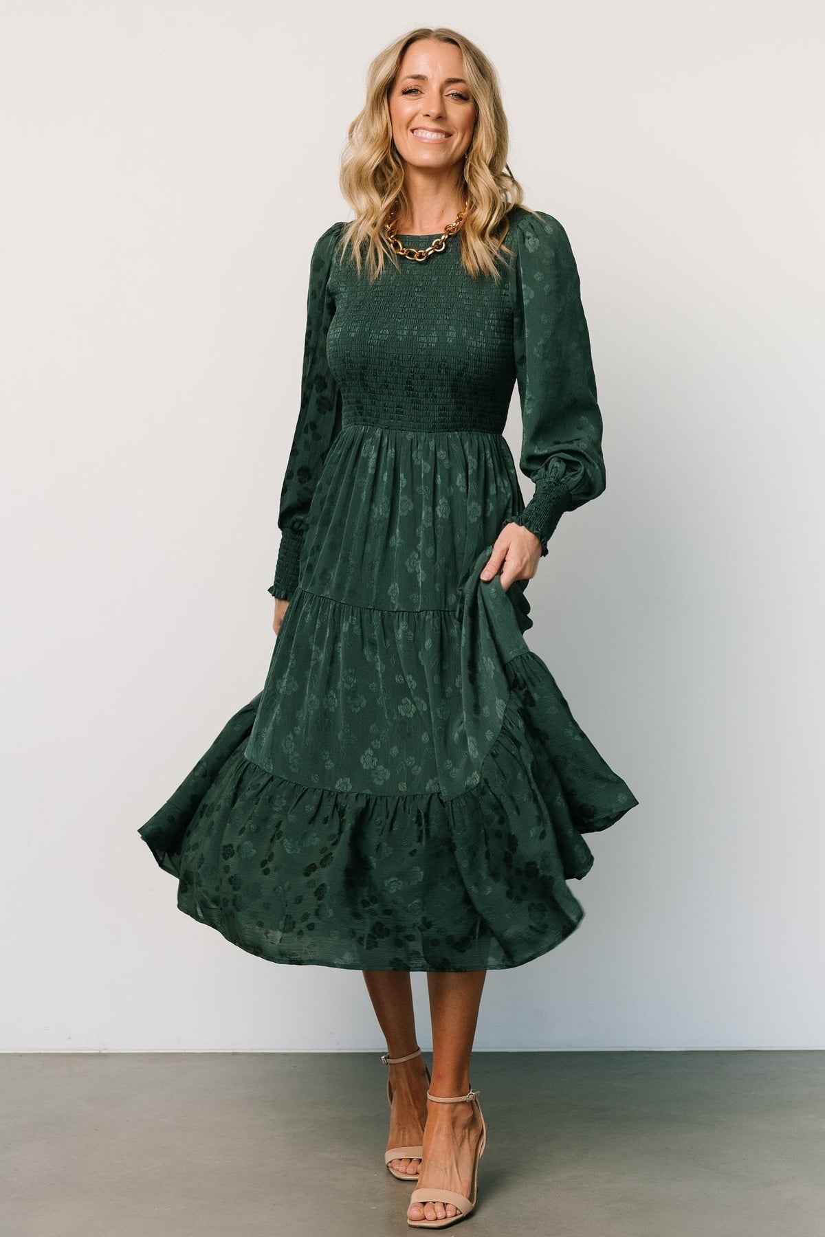 stockholm smocked dress | dark green