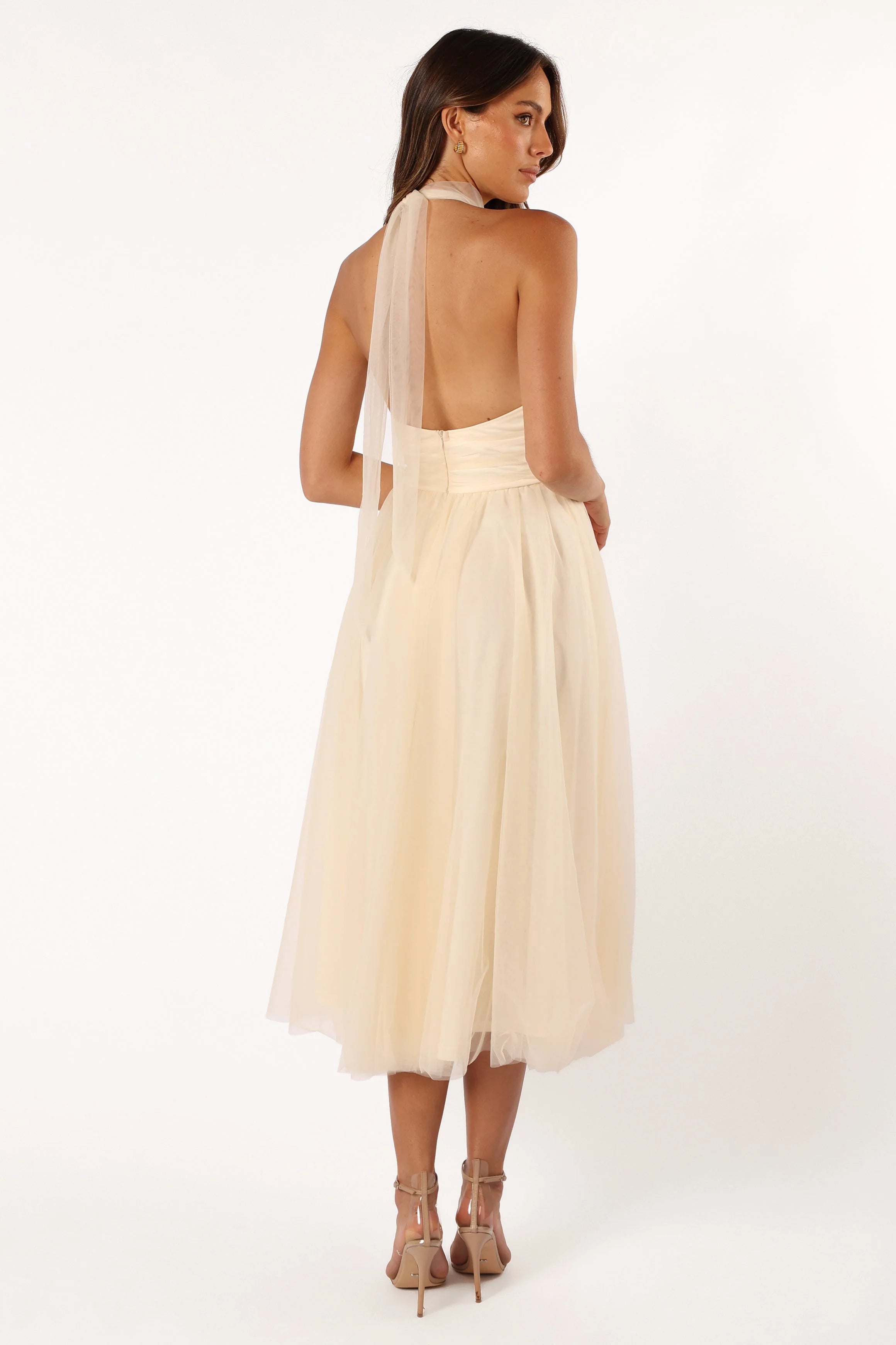 Aletta Halterneck Midi Dress - Cream