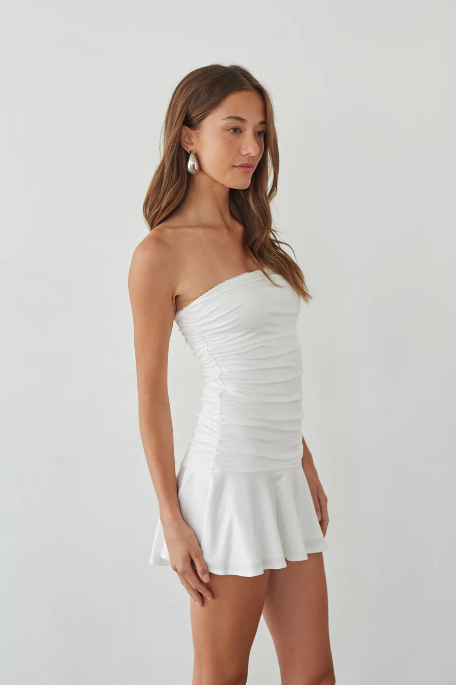 Alora Strapless Ruched Mini Dress