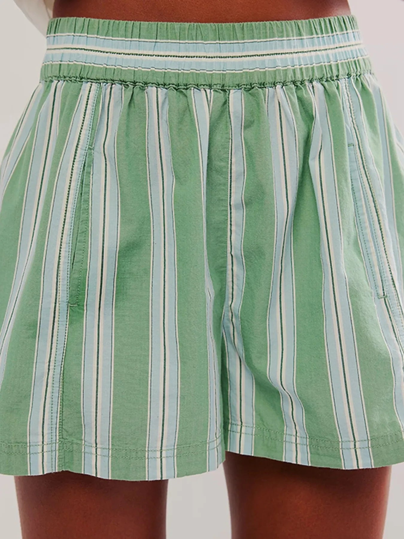 Striped High-Waist Linen Blend Summer Shorts