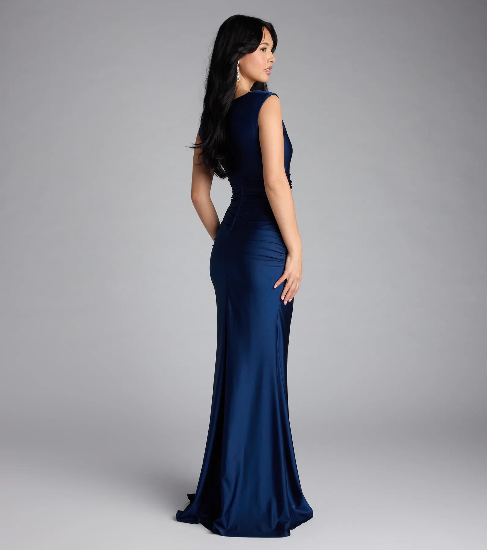 blanca boat neck mermaid formal dress