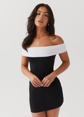 diamonds and pearls mini dress - black
