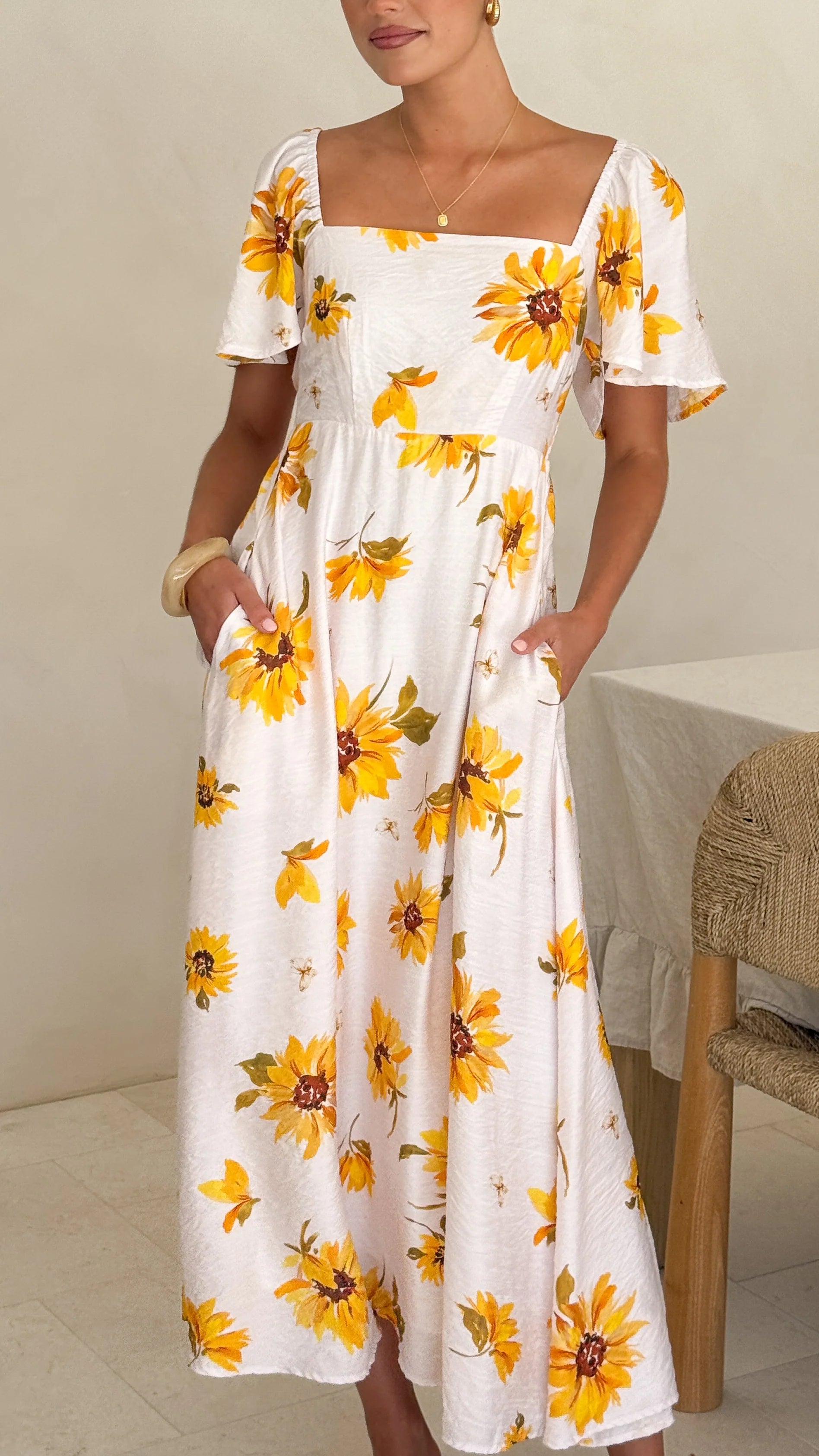 Vivian Maxi Dress - Sunflower Print