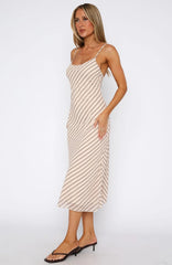 you love me midi dress oat/choc stripe