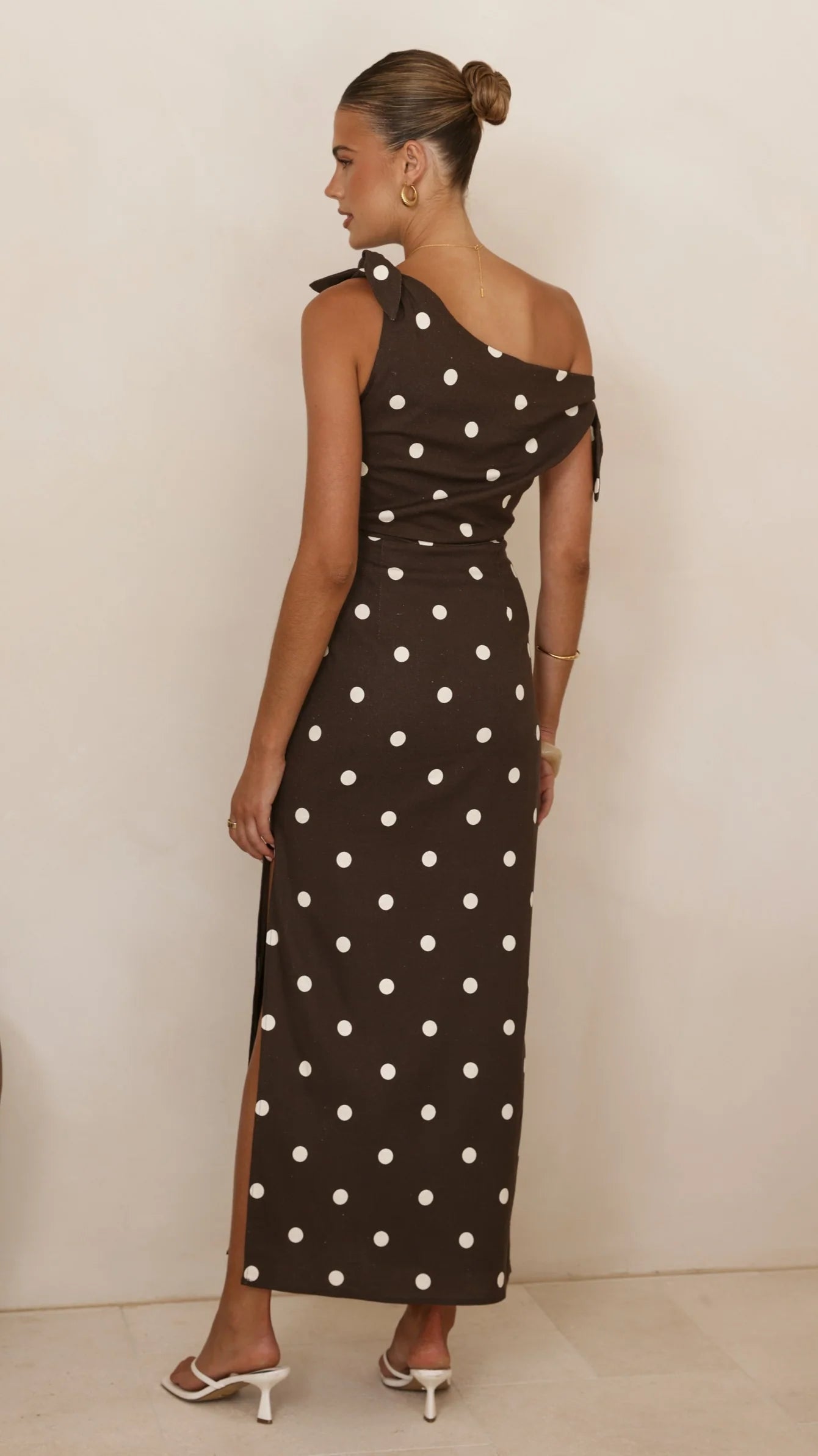 Simone Maxi Dress - Brown Polka Dot