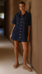Rayna Denim Mini Dress - Indigo