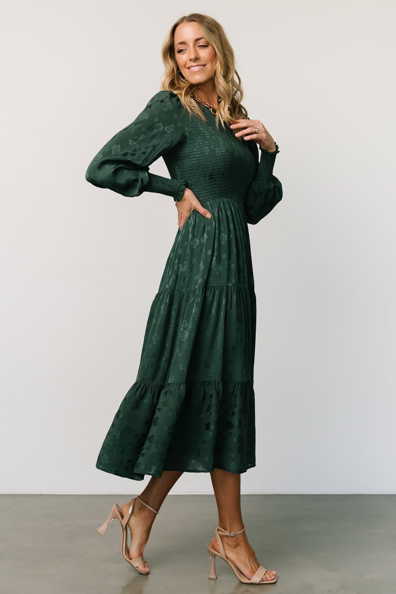 stockholm smocked dress | dark green