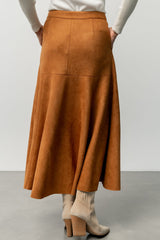 tona faux suede skirt | camel