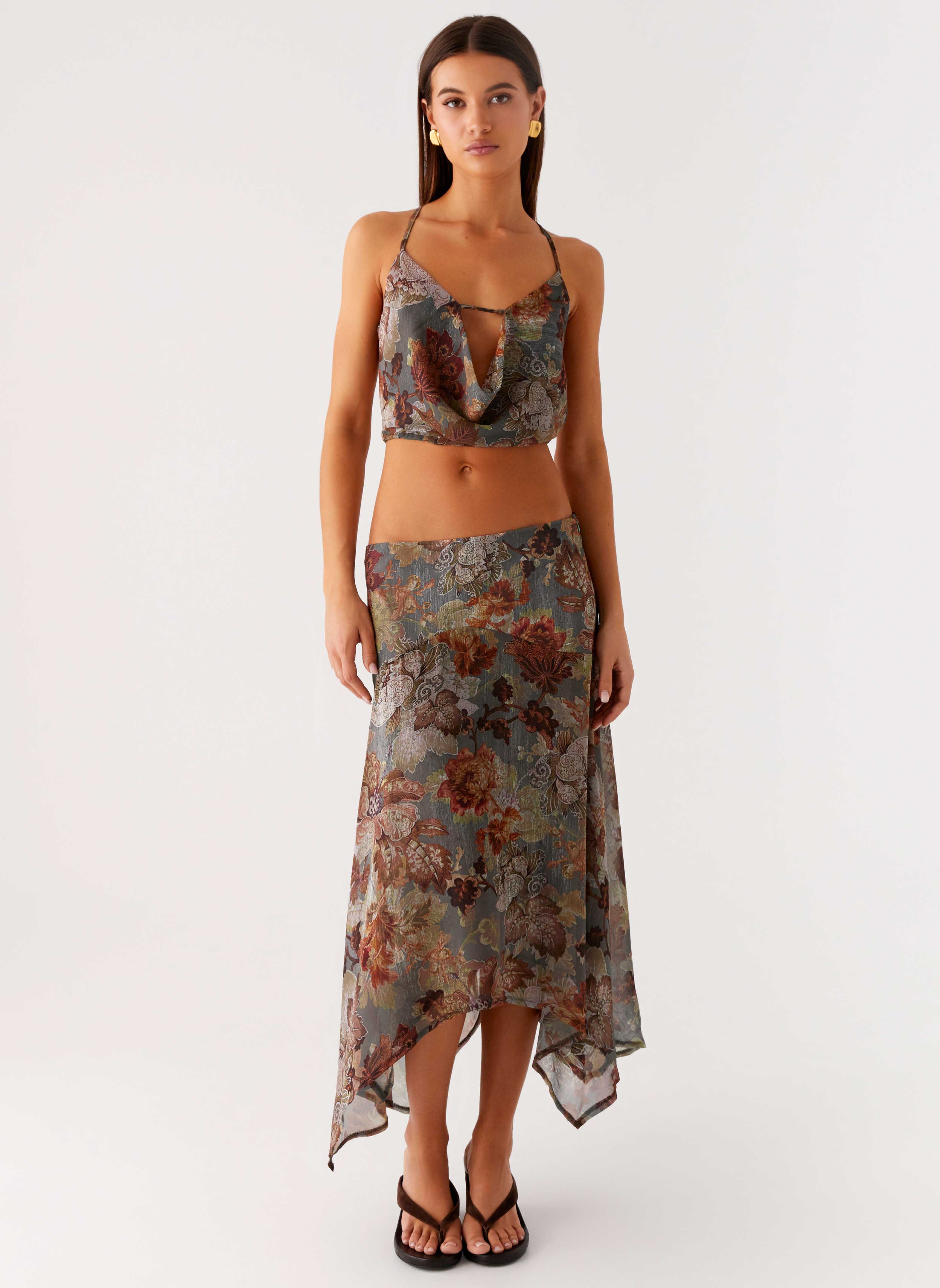 Rosewood Low Rise Midi Skirt - Vintage Blossom