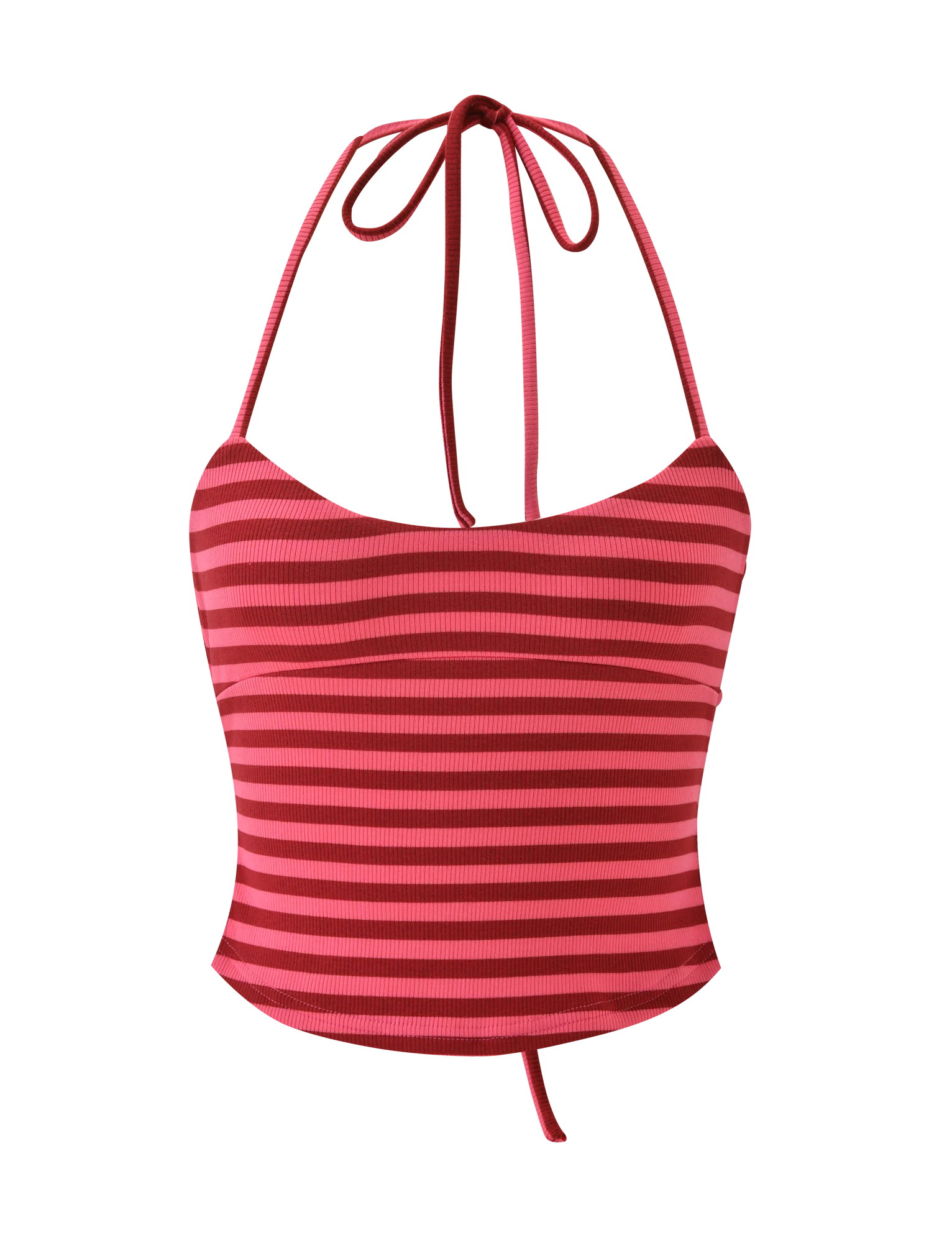 CERYS RIB TOP - PINK RED STRIPE