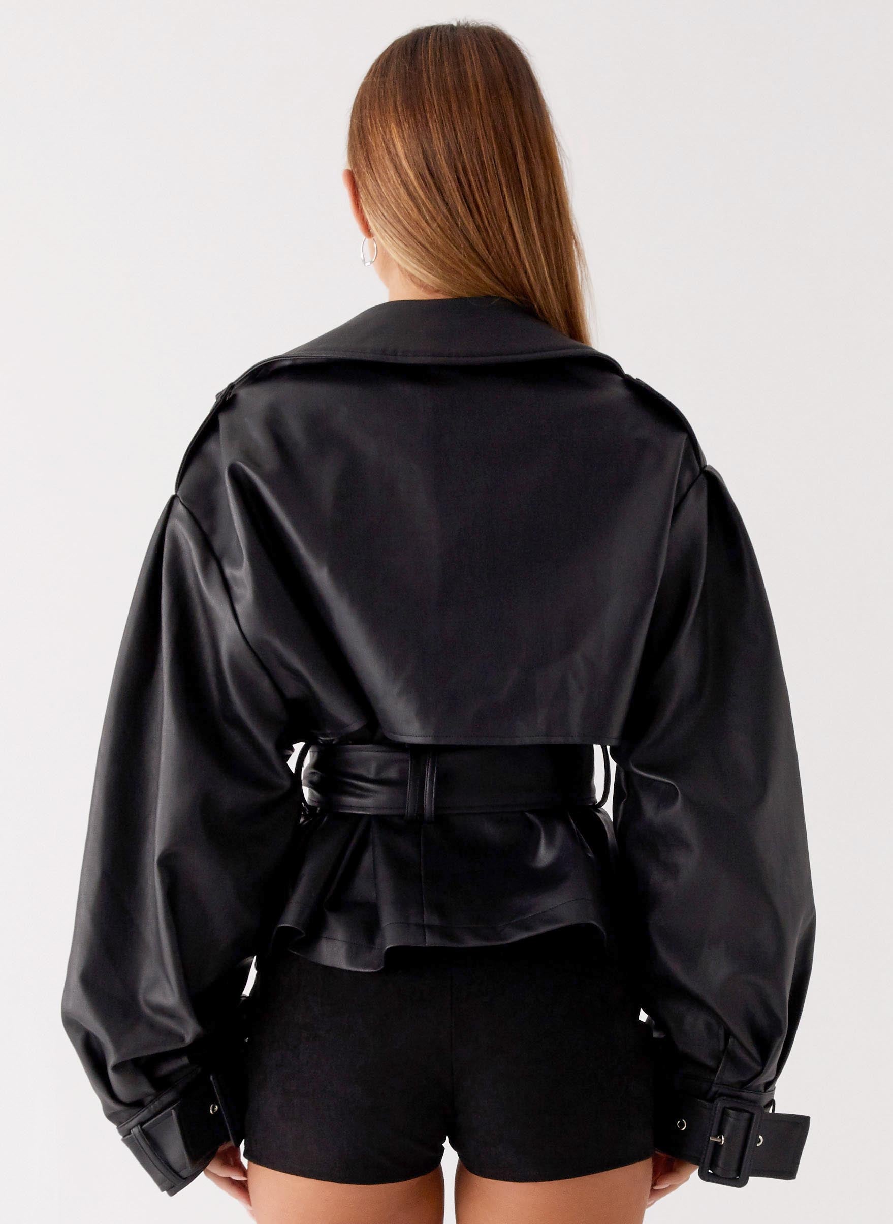Midtown Leather Trench - Black