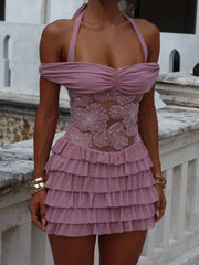shonia mini dress dusty rose