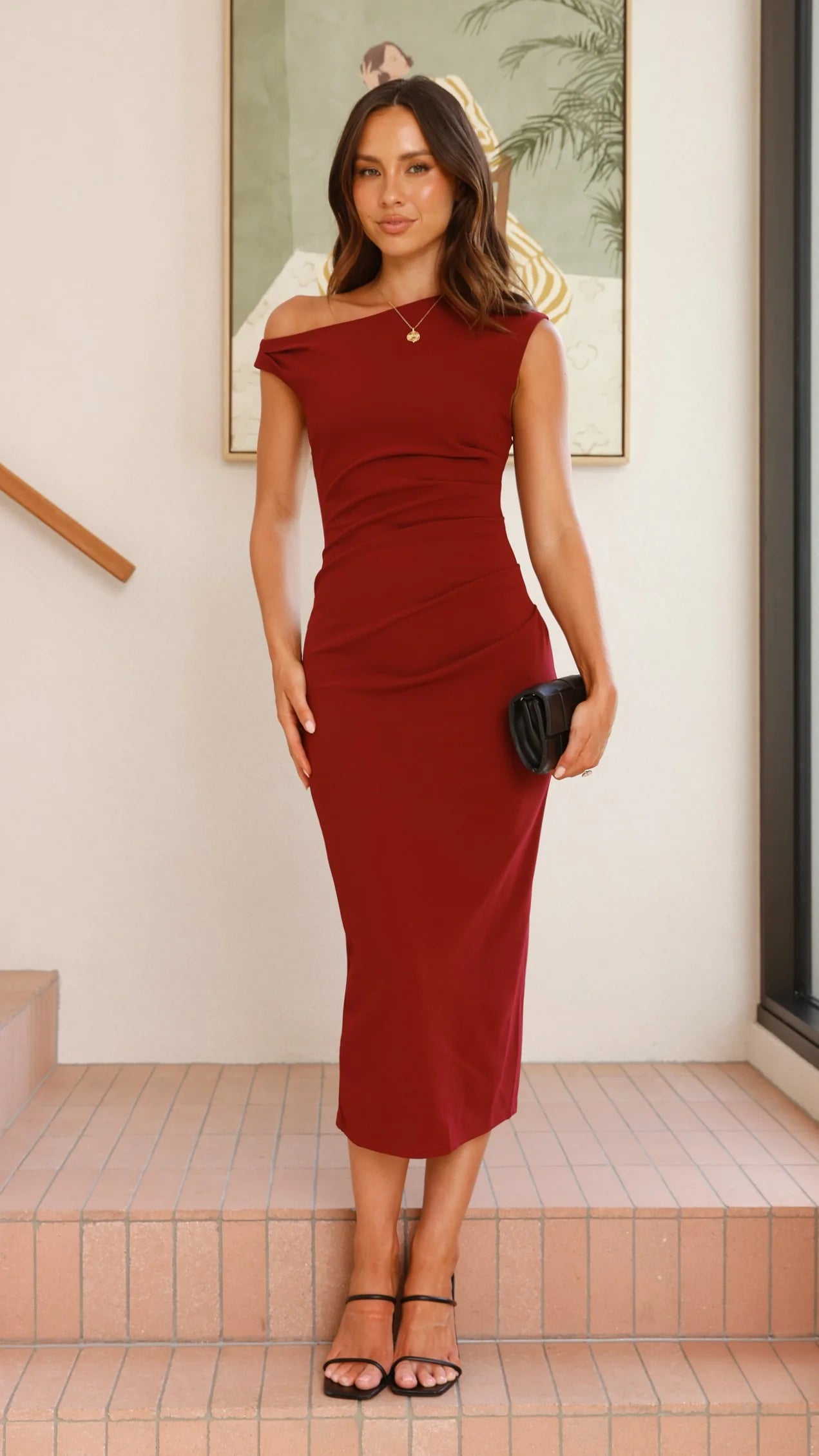 Lilah Midi Dress - Wine