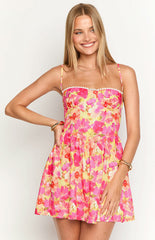 sam yellow floral pop mini dress