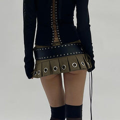 y2k mini skirt with silver chains