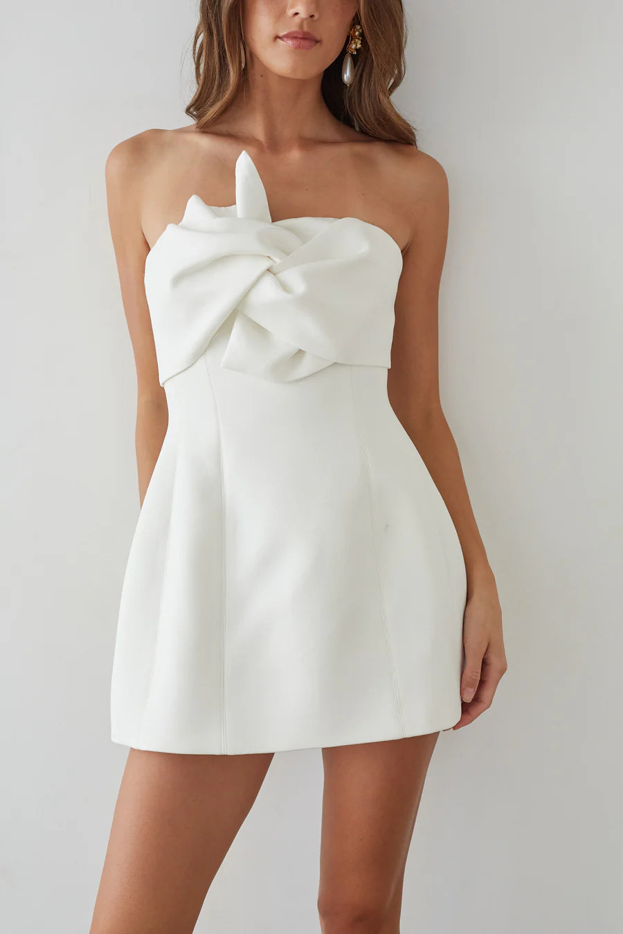 alix twist front bubble mini dress