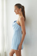 alix twist front bubble mini dress