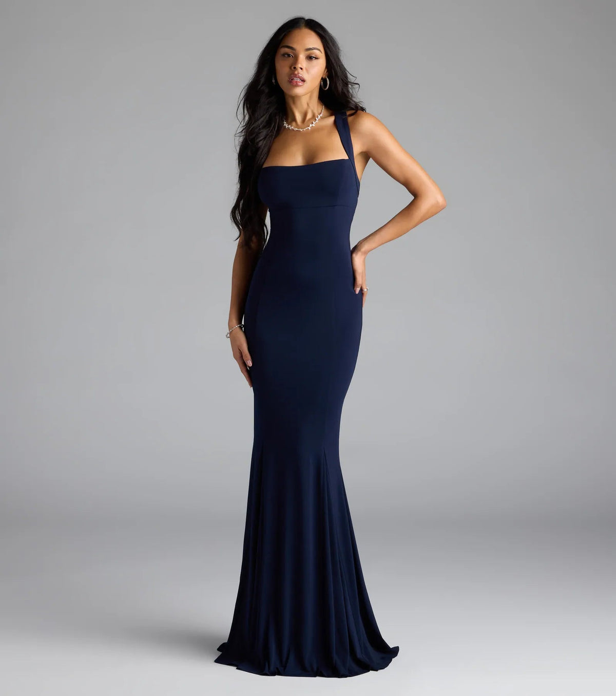 nicola strappy tie-back mermaid dress