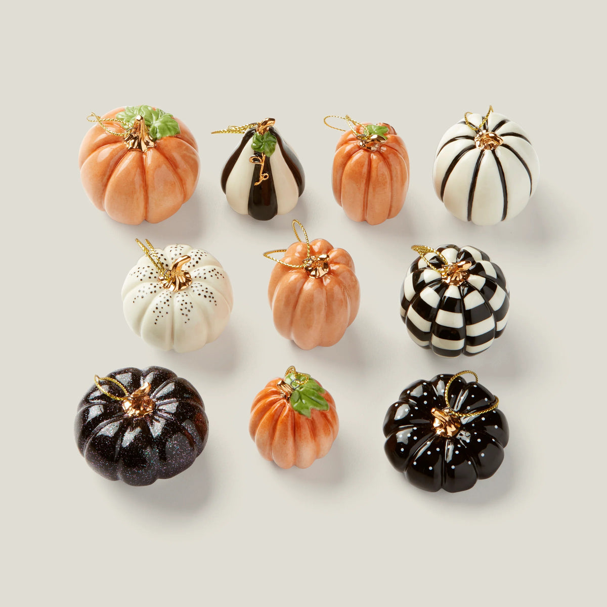 mini pumpkin 10-piece ornament set